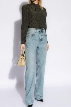 Saint Laurent CZARNY Koszula w kropki