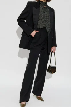 Saint Laurent CZARNY Koszula z wiązaniem przy dekolcie