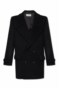 Saint Laurent CZARNY Krótki płaszcz