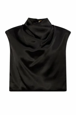 Saint Laurent CZARNY Krótki satynowy top