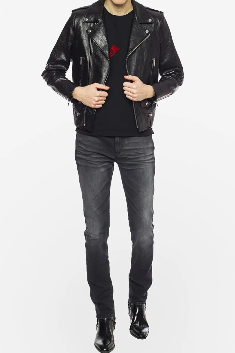 Saint Laurent CZARNY Kurtka typu 'biker'