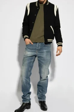 Saint Laurent CZARNY Kurtka typu 'bomber'
