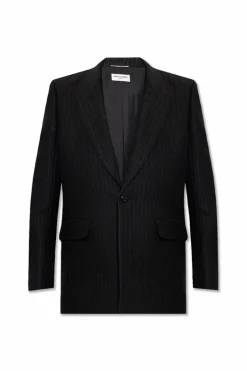 Saint Laurent CZARNY Marynarka ze wzorem prążki