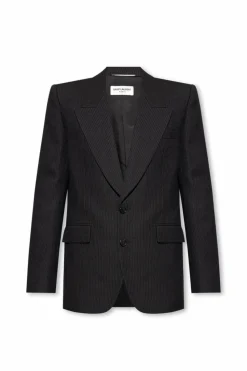 Saint Laurent CZARNY Marynarka ze wzorem w prążki