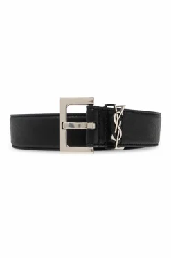 Saint Laurent CZARNY Pasek z logo