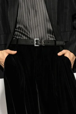 Saint Laurent CZARNY Pasek z logo