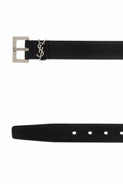 Saint Laurent CZARNY Pasek z logo