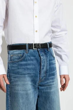 Saint Laurent CZARNY Pasek z logo