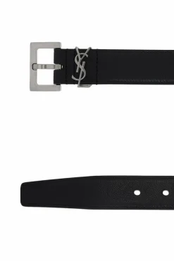 Saint Laurent CZARNY Pasek z logo