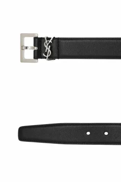 Saint Laurent CZARNY Pasek z logo