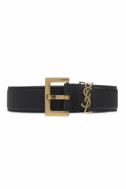 Saint Laurent CZARNY Pasek z logo