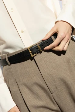 Saint Laurent CZARNY Pasek z logo