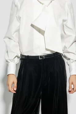 Saint Laurent CZARNY Pasek z logo