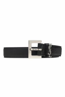Saint Laurent CZARNY Pasek z logo