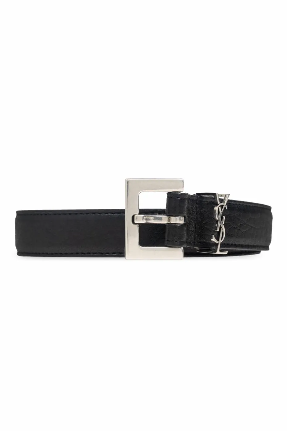 Saint Laurent CZARNY Pasek z logo
