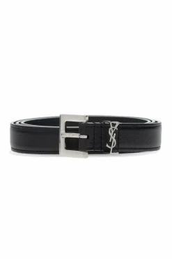 Saint Laurent CZARNY Pasek z logo