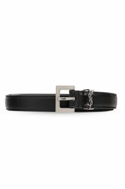 Saint Laurent CZARNY Pasek z logo