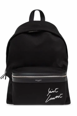 Saint Laurent CZARNY Plecak z wyszytym logo