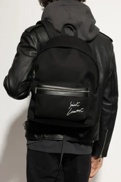 Saint Laurent CZARNY Plecak z wyszytym logo