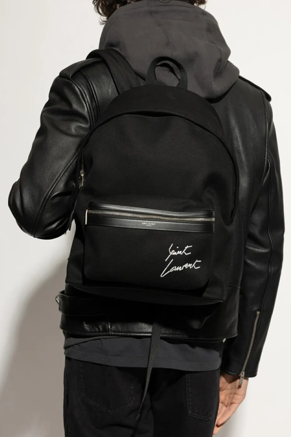 Saint Laurent CZARNY Plecak z wyszytym logo