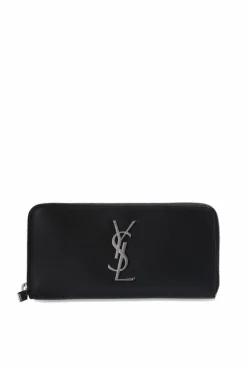 Saint Laurent CZARNY Portfel z logo