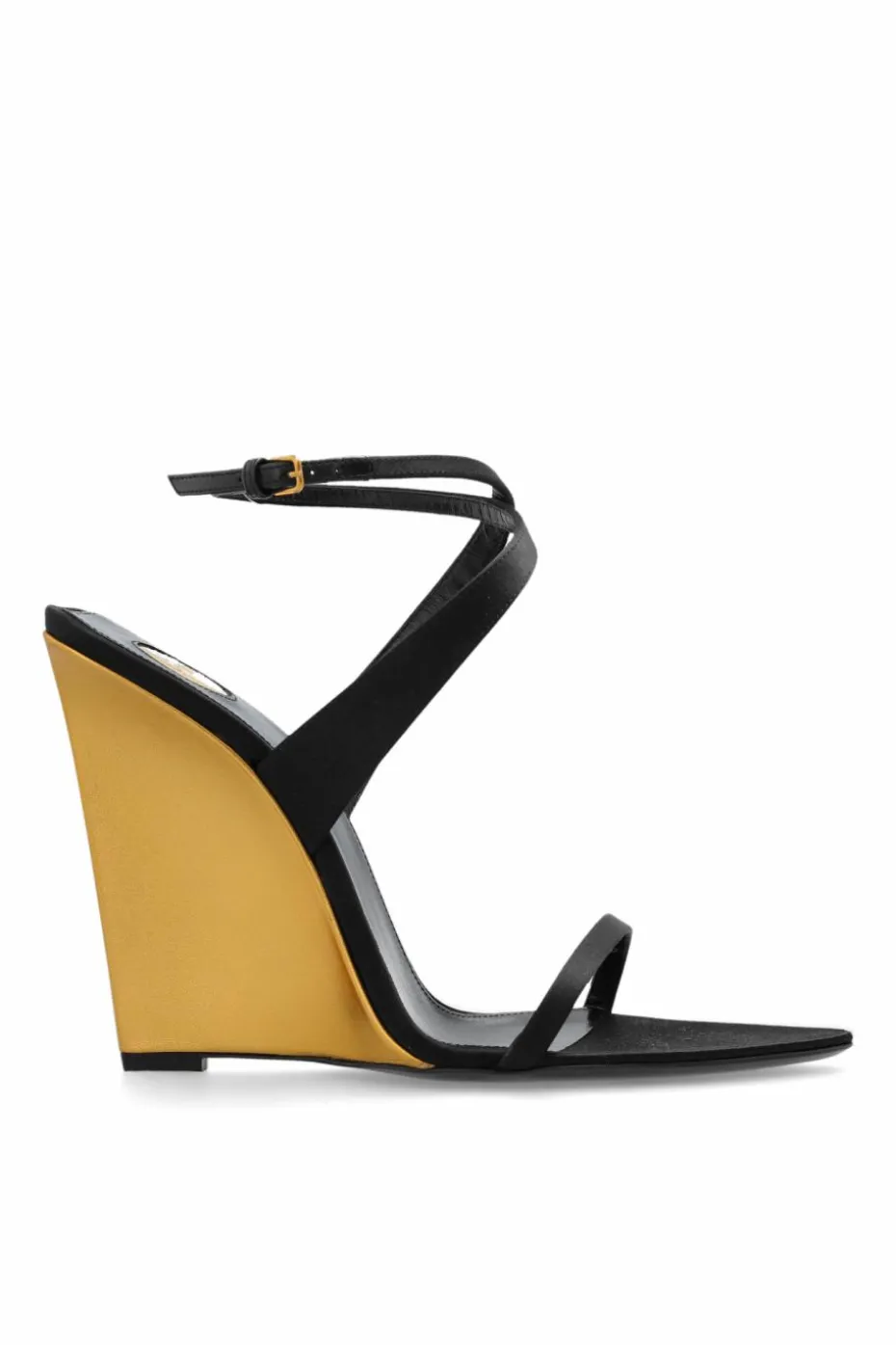 Saint Laurent CZARNY Sandały `Salome` na koturnie