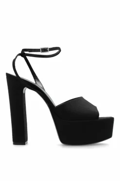 Saint Laurent CZARNY Sandały na platformie ‘Sexy’