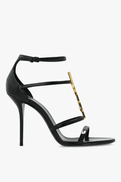 Saint Laurent CZARNY Sandały na obcasie ‘Cassandra’
