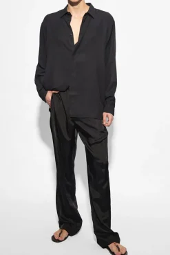 Saint Laurent CZARNY Satynowe spodnie