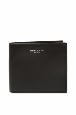 Saint Laurent CZARNY Składany portfel z logo