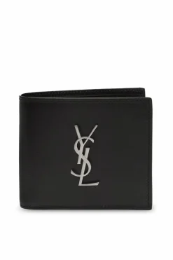 Saint Laurent CZARNY Składany portfel z logo
