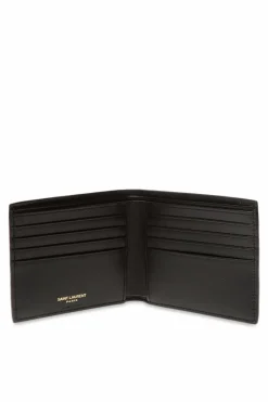 Saint Laurent CZARNY Składany portfel z logo