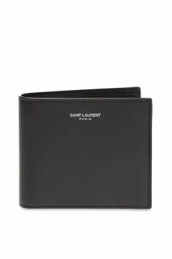 Saint Laurent CZARNY Składany portfel z logo
