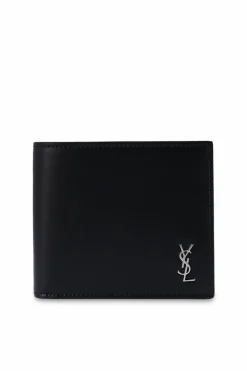 Saint Laurent CZARNY Składany portfel z logo