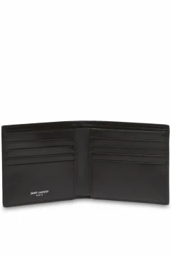 Saint Laurent CZARNY Składany portfel z logo