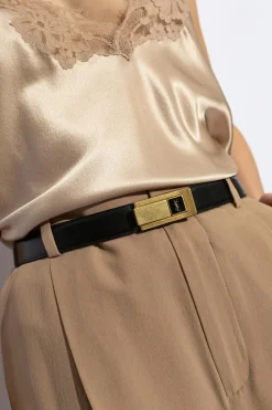 Saint Laurent CZARNY Skórzany pasek