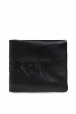 Saint Laurent CZARNY Skórzany portfel z logo