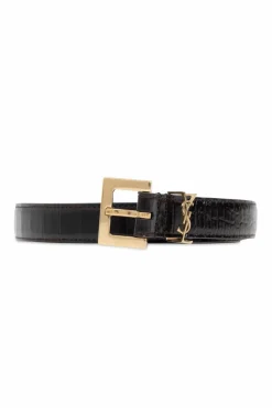 Saint Laurent CZARNY Skórzany pasek