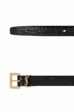 Saint Laurent CZARNY Skórzany pasek