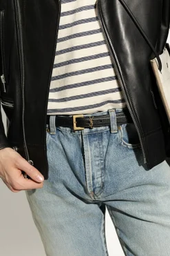 Saint Laurent CZARNY Skórzany pasek