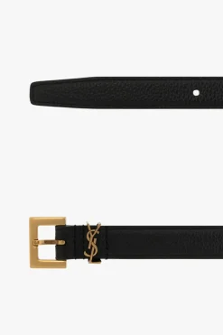 Saint Laurent CZARNY Skórzany pasek