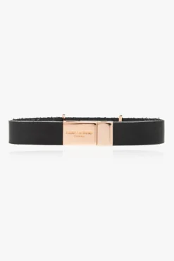 Saint Laurent CZARNY Skórzana bransoleta