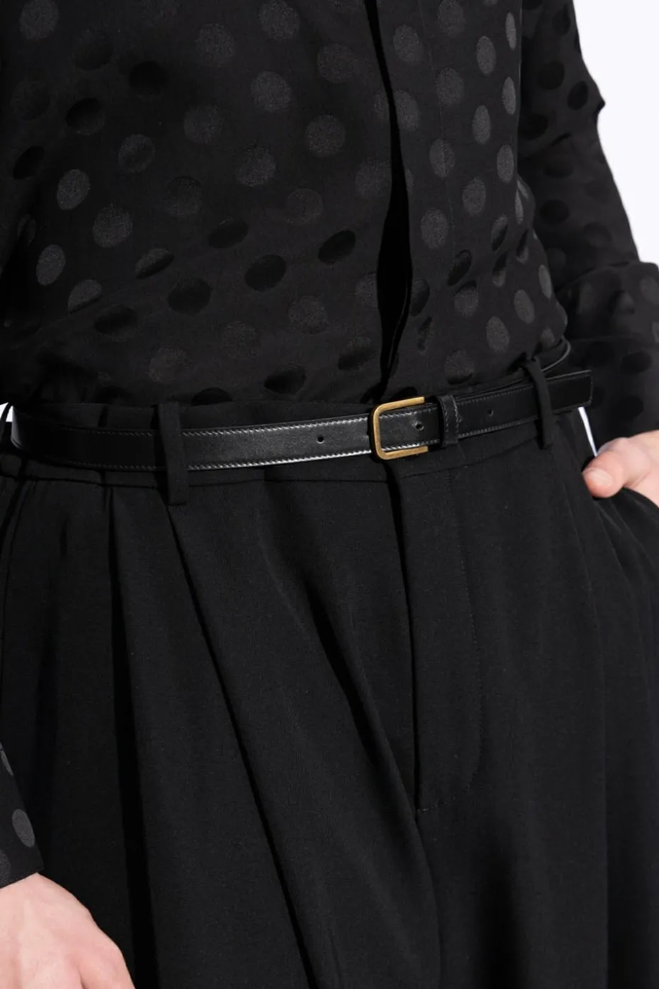 Saint Laurent CZARNY Skórzany pasek