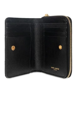 Saint Laurent CZARNY Skórzany portfel z logo