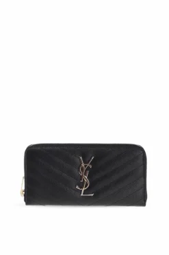 Saint Laurent CZARNY SKÓRZANY PORTFEL 'MONOGRAM'
