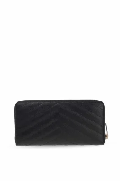 Saint Laurent CZARNY SKÓRZANY PORTFEL 'MONOGRAM'
