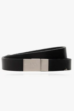 Saint Laurent CZARNY Skórzana bransoleta z logo