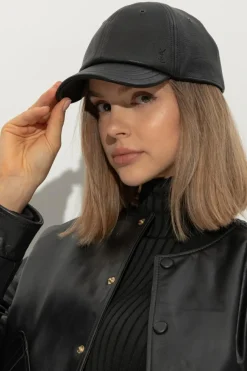 Saint Laurent CZARNY Skórzana czapka