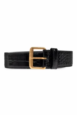 Saint Laurent CZARNY Skórzany pasek