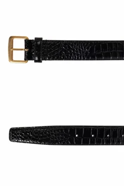 Saint Laurent CZARNY Skórzany pasek